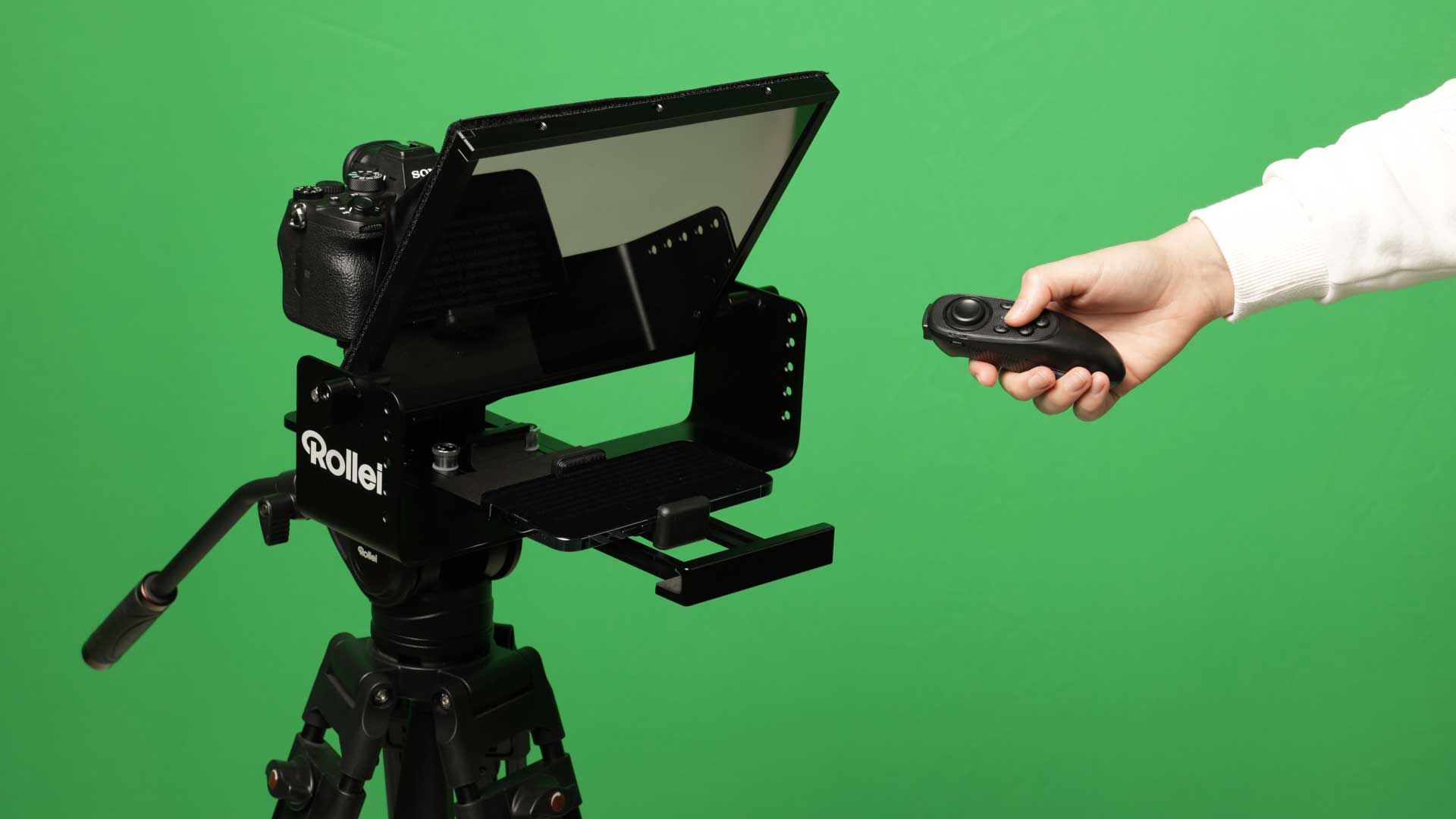 Rollei Teleprompter MT12: Skipt vor der Linse ablesen