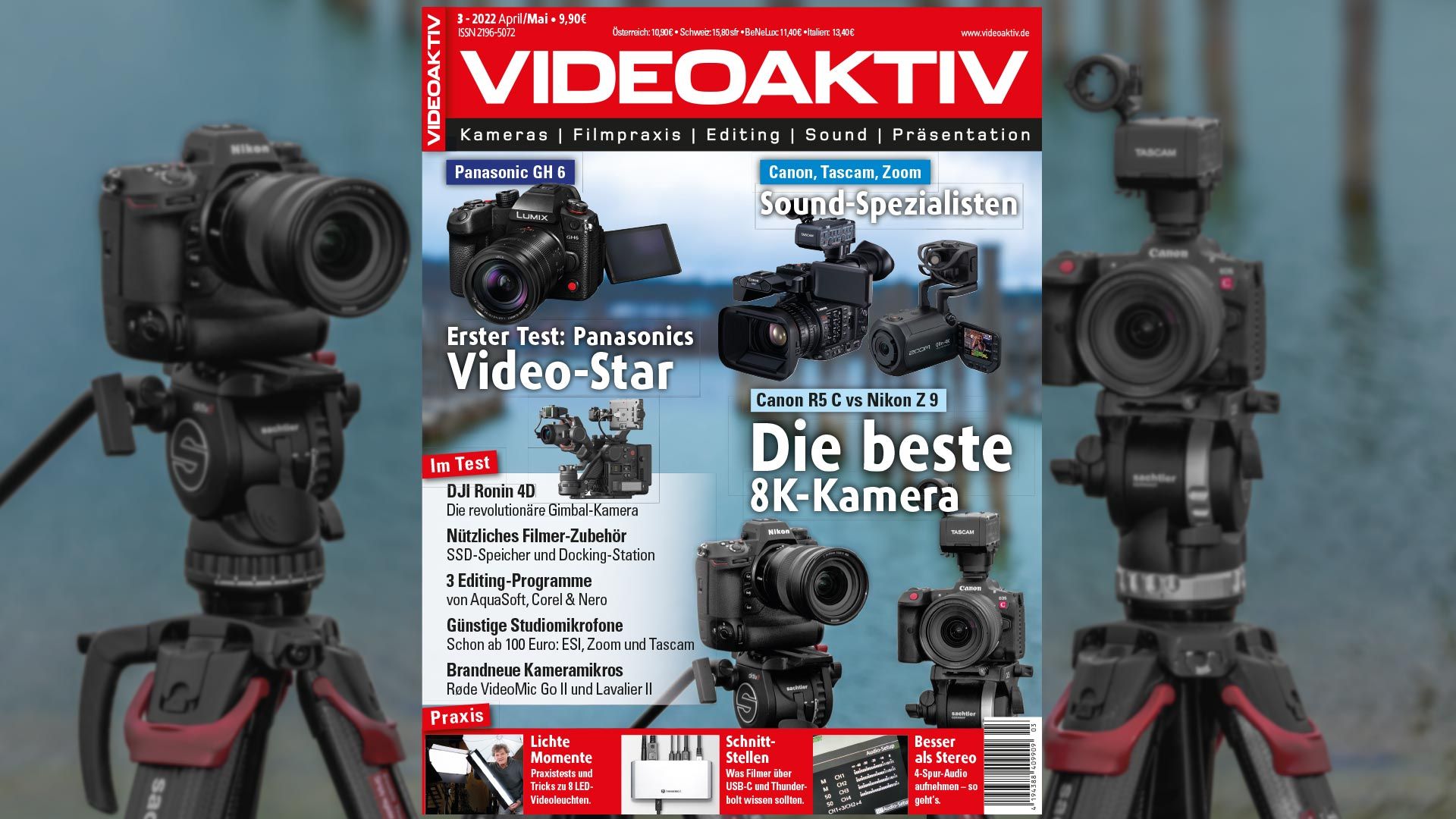 VIDEOAKTIV 3/2022: Canon EOS R5 C, DJI Ronin 4D, Nikon Z9 und Zoom Q8n-4k im Test