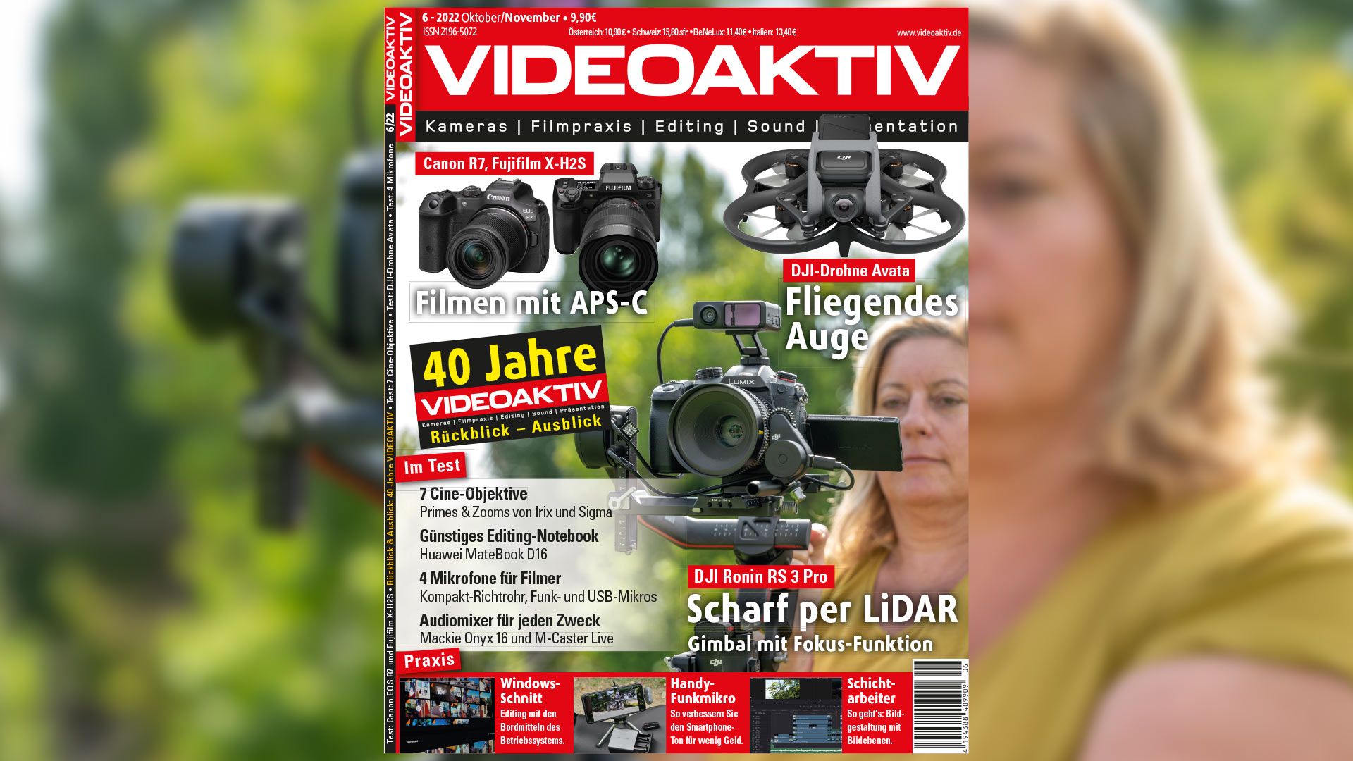 VIDEOAKTIV 6/2022: Sieben Cine-Objektive, zwei APS-C-Kameras und DJI-Gimbal im Test