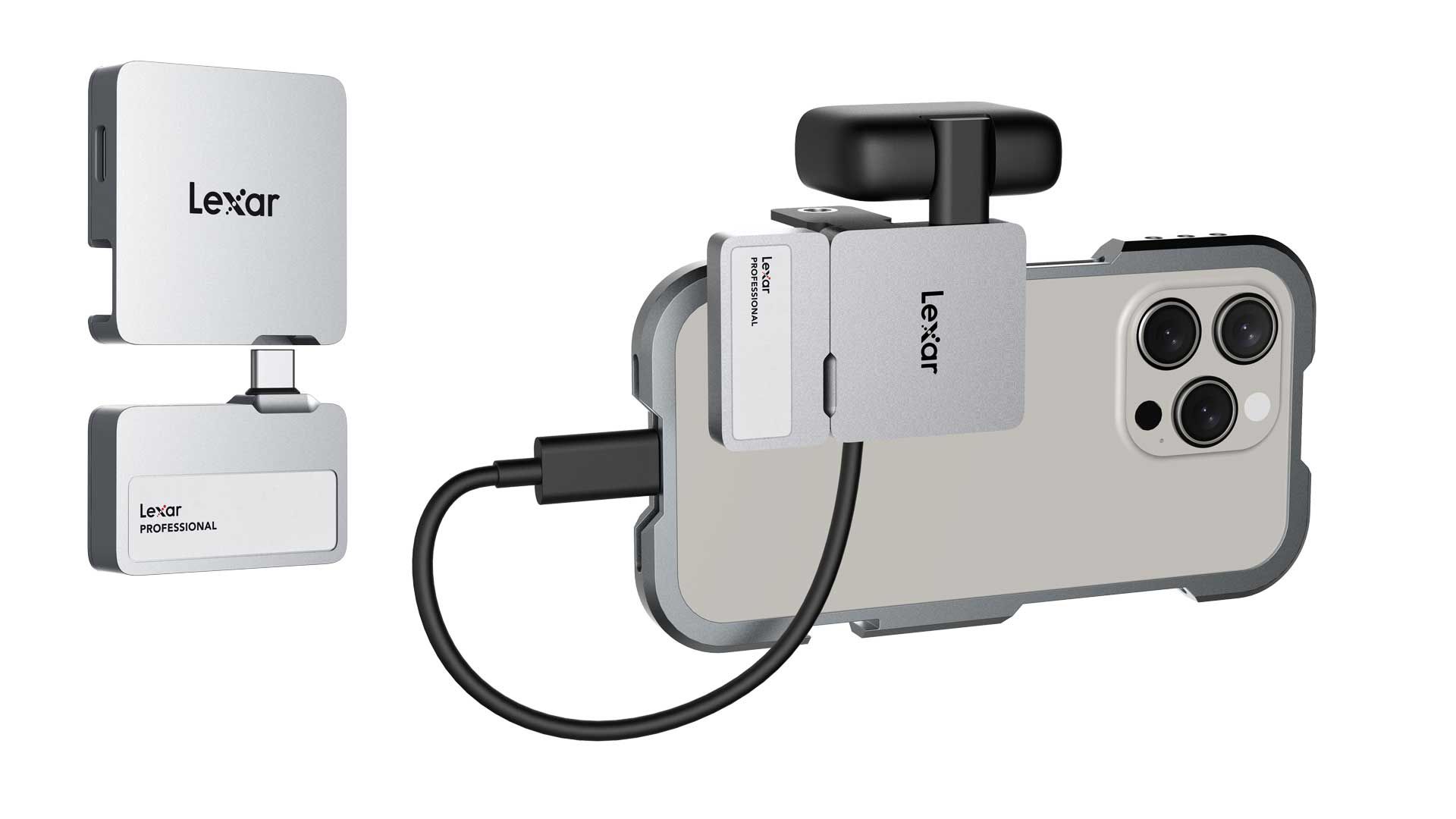 Lexar Professional Go Portable SSD with Hub: fu00fcrs filmende Smartphone