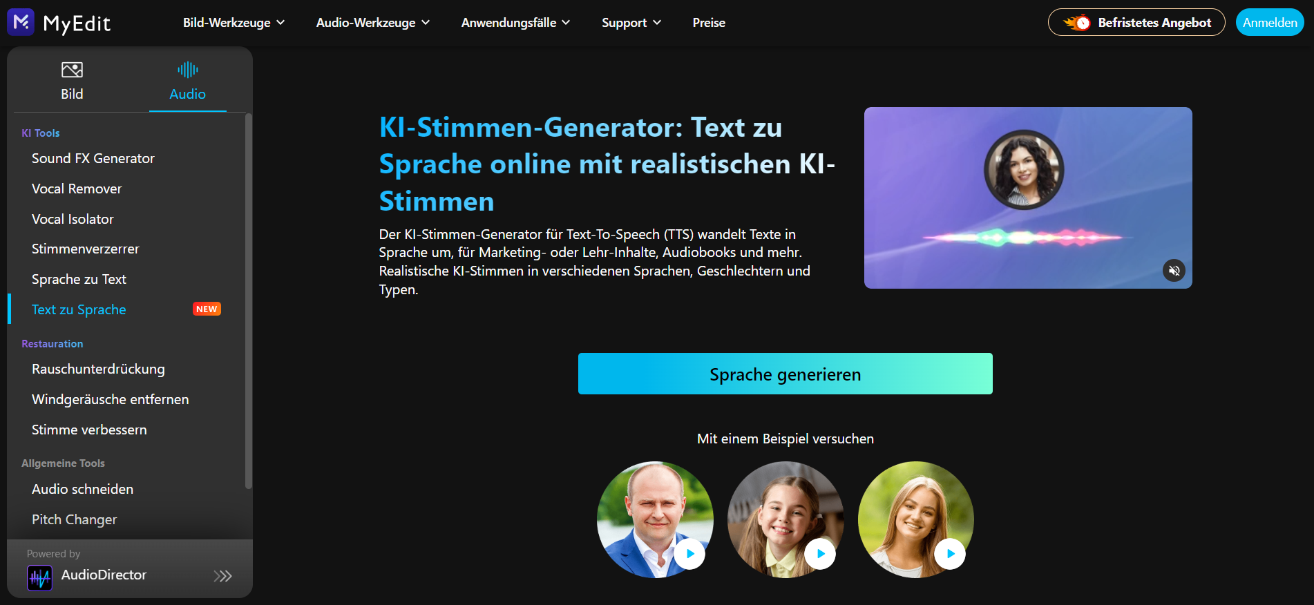 CyberLink KI-Audio-Tools: Text schreiben und per KI-Sprecher vertonen