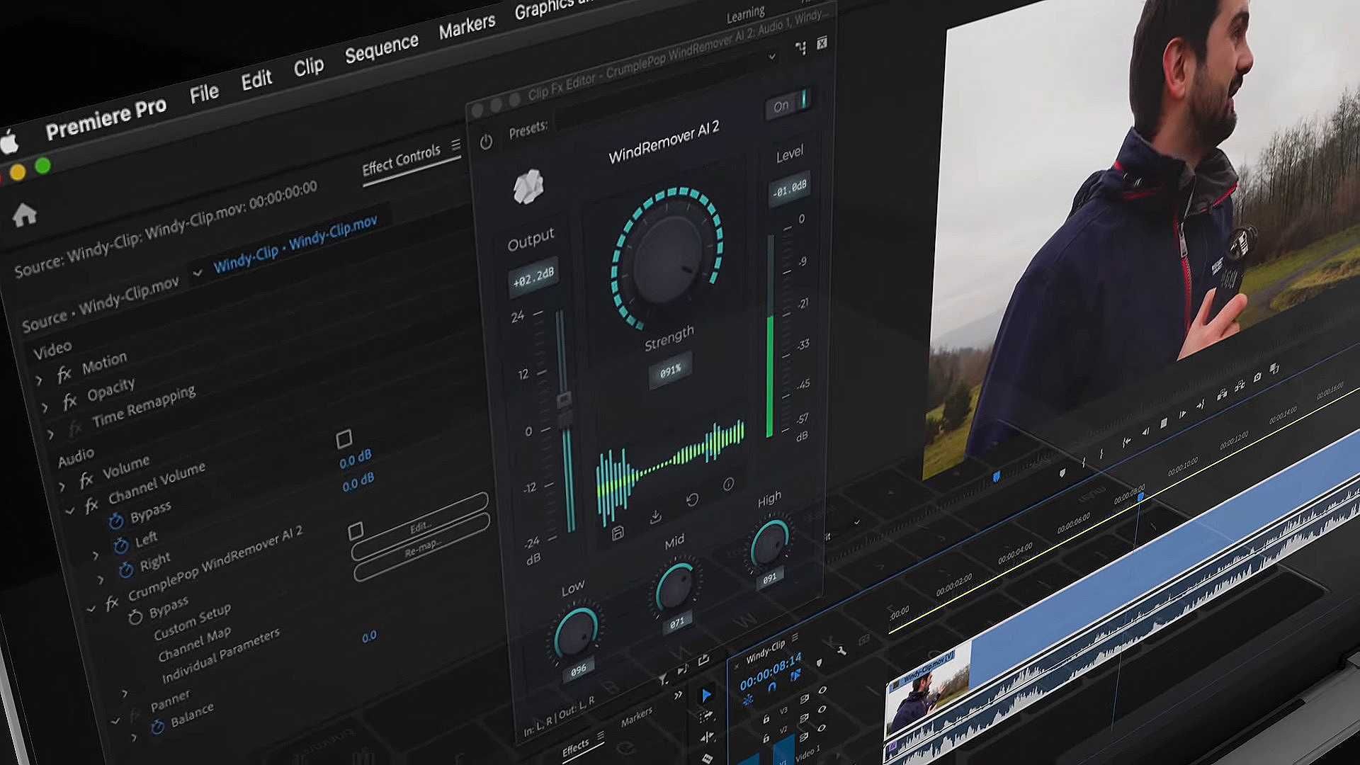 FxFactory WindRemover AI 2: Windgeru00e4usche entfernen - fu00fcr DaVinci, Final Cut und Premiere