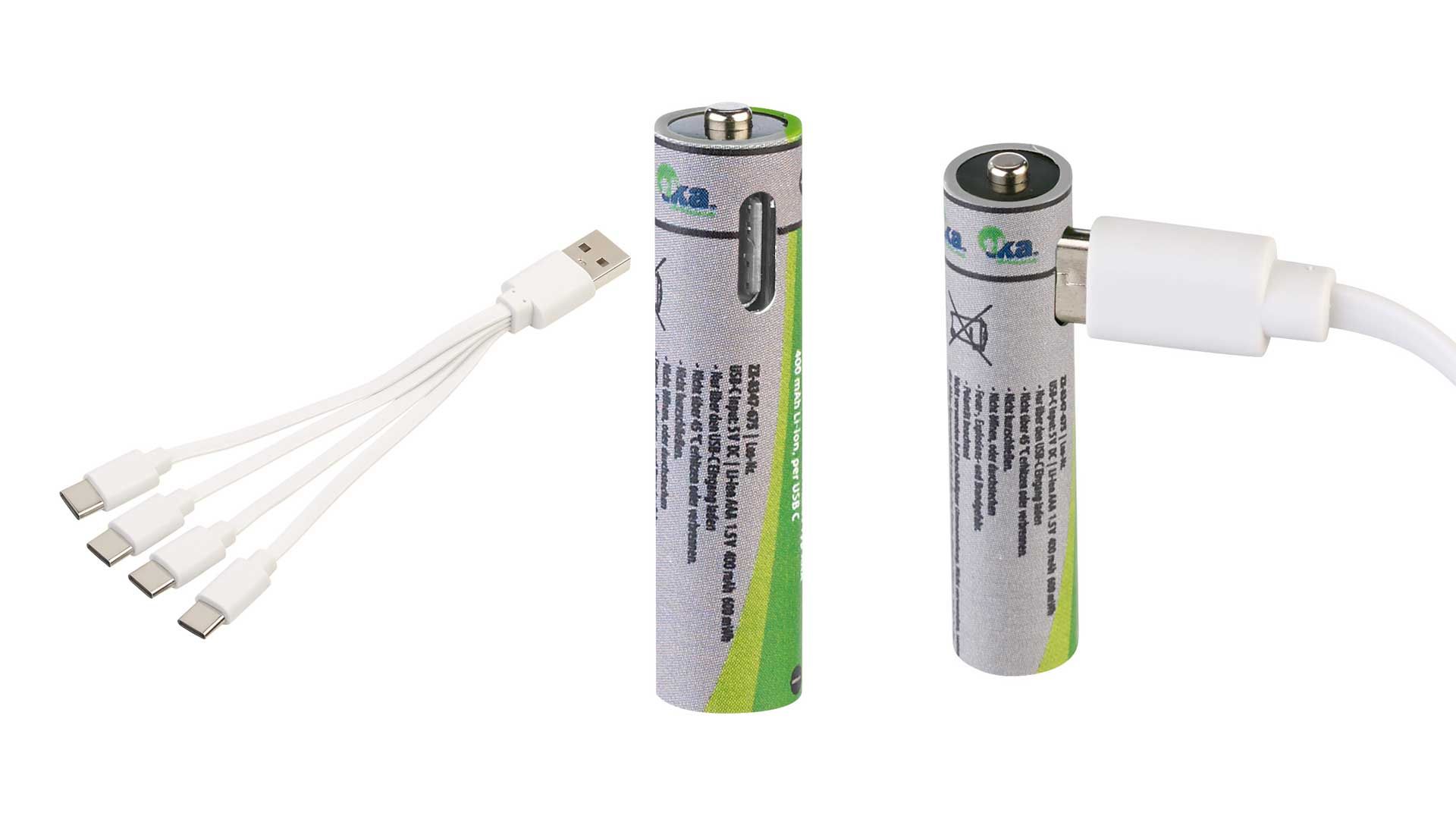 tka Ku00f6bele Akkutechnik: per USB schnellladbare AAA-Akkus